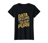 Data Secure Pure Sleep - Divertente Hacker di Sicurezza informatica Maglietta con Stampa Grafica Economica, Donna, Nero, S