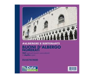 DATA UFFICIO - DU1674C9600 - Blocco buoni d'albergo 960 tagliandi numerati - autoric. - 10 tagliandi-pag. - 21 x 19,5 cm - Data Ufficio - 102544 - Conf. da 5 Pz. - DU1674C9600