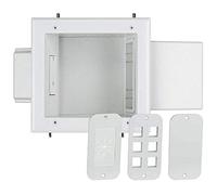 DataComm Electronics 45-0051-WH Recessed AV/HDMI Cable Conceal Plate with Expandable Media Box and Dual Power Receptacle by Datacomm Electronics