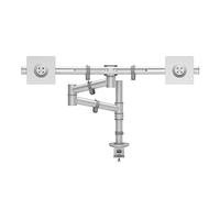 Dataflex Viewgo Braccio Porta Monitor - Scrivania 132 Argento, Braccio ergonomico salvaspazio per 2 monitor, regolazione in altezza, Max. 4 kg per schermo, Modalità verticale e orizzontale, Facile installazione