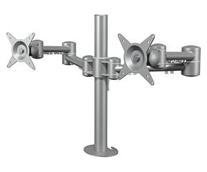 Dataflex ViewMate Style 632 - Braccio per monitor (portata max. 2 x 15 kg, diagonale dello schermo fino a 61 cm (24"), compatibile VESA: MIS-D 75 x 75/100 x 100 mm), colore: Argento