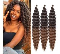 Datanala Ocean Wave - Extension di capelli ricci all'uncinetto, 76,2 cm, 3 confezioni di extension per capelli ricci profondi, capelli sintetici ondulati profondi, per donne nere (76,2 cm, T30#)