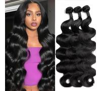 Datania, vergine brasiliana con capelli 12A 100% non pettinato, nodo di capelli umano, tre fili con doppio pettine, una donna nera naturale (body wave bundles, 22 24 26 pollici)