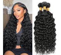 Datania, vergine brasiliana con capelli 12A 100% non pettinato, nodo di capelli umano, tre fili con doppio pettine, una donna nera naturale (fasce d'onda d'acqua, 16 18 20Inch)