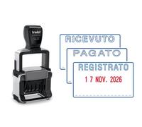 Datario autoinchiostrante Trodat Professional 5430/L con testo RICEVUTO - PAGATO - REGISTRATO 41x24 mm blu-rosso