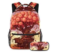 Date Palms and Iftar Cannons Smart Choice for Students, set di 2 zaini per bambini con borsa per libri da viaggio, Multicolore#07, B：29.4x20x40cm P：19x7.5x3.8cm, Zaini Daypack