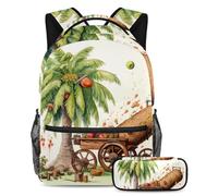 Date Palms and Iftar Cannons Stay Ahead of the class - Zaino con astuccio, set di 2 zaini indispensabili per bambini, ragazze e adolescenti, Multicolore#05, B:29.4x20x40cm P:19x7.5x3.8cm, Zaini