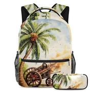 Date Palms and Iftar Cannons Stay Ahead of the class - Zaino con astuccio, set di 2 zaini indispensabili per bambini, ragazze e adolescenti, Multicolore#01, B:29.4x20x40cm P:19x7.5x3.8cm, Zaini
