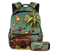 Date Palms e Iftar Cannons aggiorna la tua attrezzatura scolastica, set di 2 zaini, borsa da viaggio alla moda per ragazzi, ragazze e adolescenti, Multicolore#05, B：29.4x20x40cm P：19x7.5x3.8cm, Zaini