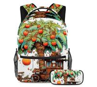 Date Palms e Iftar Cannons si preparano per la scuola con questo set di 2 zaini, zaino e astuccio per ragazzi, ragazze e adolescenti, Multicolore#02, B:29.4x20x40cm P:19x7.5x3.8cm, Zaini Daypack