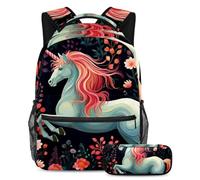 Date Palms e Iftar Cannons si preparano per la scuola con questo set di 2 zaini, zaino e astuccio per ragazzi, ragazze e adolescenti, Multicolore#06, B:29.4x20x40cm P:19x7.5x3.8cm, Zaini Daypack