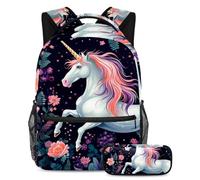 Date Palms e Iftar Cannons si preparano per la scuola con questo set di 2 zaini, zaino e astuccio per ragazzi, ragazze e adolescenti, Multicolore#03, B:29.4x20x40cm P:19x7.5x3.8cm, Zaini Daypack