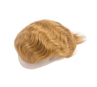 Date Parrucchino anteriore in pizzo for capelli umani for uomo Mono Top Base in pelle PU maschile # 21 Biondo miele Vestirsi da vicino