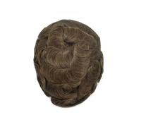 Date Parrucchino for capelli umani for uomo, linea sottile invisibile, parte superiore in pizzo, perimetro della pelle in PU maschile Vestirsi da vicino(5#)