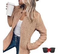 Datebacko Women's Solid Color Pocket Long Sleeve Open Front Coat, long sweaters for women cardigans with pockets,Stand Collar Slim Fit Blazer (#3,S)