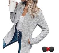 Datebacko Women's Solid Color Pocket Long Sleeve Open Front Coat, long sweaters for women cardigans with pockets,Stand Collar Slim Fit Blazer (#1,XXL)