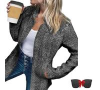 Datebacko Women's Solid Color Pocket Long Sleeve Open Front Coat, long sweaters for women cardigans with pockets,Stand Collar Slim Fit Blazer (#2,S)
