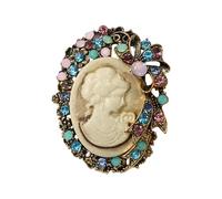 Datelose Lady Ritratto Spilla Vintage Design Ispirato In Lega Dorata Moda Pin Accessori Per La Decorazione di Abbigliamento Intaglio Cavità Mancanze Artigianali, Taglia unica, come descritto