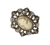Datelose Lady Ritratto Spilla Vintage Design Ispirato In Lega Dorata Moda Pin Accessori Per La Decorazione di Abbigliamento Intaglio Cavità Mancanze Artigianali, Taglia unica, come descritto