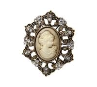 Datelose Lady Ritratto Spilla Vintage Design Ispirato In Lega Dorata Moda Pin Accessori Per La Decorazione di Abbigliamento Intaglio Cavità Mancanze Artigianali, Taglia unica, come descritto