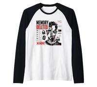 Dati cancellati dalla Memoria Corrotto Cyber Glitch Dystopian Art Maglia con Maniche Raglan