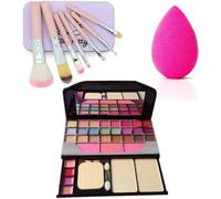 DATNASAYAD Kit trucco 6155 con 7 pennelli rosa e 1 spugna Beauty Blender per donne e ragazze - (confezione da 9)