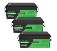 DATOUBOSS 3 batterie LiFePO4 da 12 V, 300 Ah, 200 A, BMS 15000 + cicli, batteria al litio Deep Cycle Max 3840 W, supporto in serie/parallelo, perfetta per solare, camper, off-grid