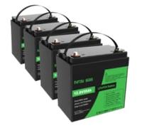DATOUBOSS 4*Batteria al Litio 12V 50Ah LiFePO4, integrata 50A BMS 15000+cicli Batteria al litio a ciclo profondo MAX 640W Supporto di potenza in serie/parallelo, perfetto per solare, RV.