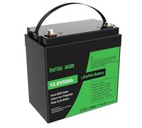 DATOUBOSS Batteria al Litio 12V 50Ah LiFePO4, integrata 50A BMS 15000+cicli Batteria al litio a ciclo profondo MAX 640W Supporto di potenza in serie/parallelo, perfetto per solare, RV