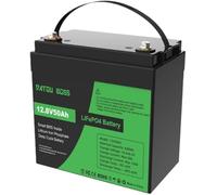 DATOUBOSS Batteria al Litio 12V 50Ah LiFePO4, integrata 50A BMS 15000+cicli Batteria al litio a ciclo profondo MAX 640W Supporto di potenza in serie/parallelo, perfetto per solare, RV.