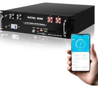 DATOUBOSS Batteria al litio LiFePO4 da 48 V, 100 Ah, 5,12 kWh, con Bluetooth, BMS integrato da 100 A, CAN/RS485, 15000 cicli, montaggio su rack 3U, per off-grid, solare, camper, corrente di emergenza