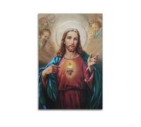 DATOZA Poster decorativo da parete con il Sacro Cuore di Gesù, stampa artistica su tela, poster decorativo moderno per camera da letto, per camera da letto, 60 x 90 cm