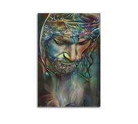 DATOZA Poster decorativo da parete con volto di Gesù Cristo astratto, poster decorativo su tela, stampa moderna, per camera da letto, per camera da letto, 50 x 75 cm