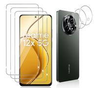 Datree 3 Pezzi per Realme 12 5G/Realme 12x 5G Pellicola Vetro Temperato, con 3 Pezzi Pellicola Fotocamera, Durezza 9H Anti Graffio Amichevole Protettiva Protezione Schermo
