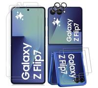 Datree per Samsung Galaxy Z Flip 7 Vetro Temperato, 2+2+2 Pezzi Protettiva Interno in TPU + Protezione Schermo Esterno +Fotocamera Vetro Temperato,Senza Bolle,HD Anti-Graffio Film
