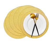 Datyiiha 50 tovagliette di carta glitterate dorate, rotonde, usa e getta, con paillettes, per matrimoni, banchetti, feste, casa, sala da pranzo