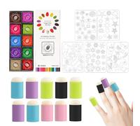 Daubers Kit Juego De Pintura Con Esponja Para Dedos Con Plantillas - Kit di pittura lavabile, Herramienta De Dibujo Con AlmohadilJuego De Pintura Con Esponja Para Dedos, Daubers Con Esponja Para Dedos