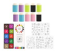 Daubers spugna per dita, pittura per dita in spugna | Set di pittura a spugna per dita con stencil, kit di pittura con tampone di inchiostro, 20 colori, strumento di disegno artigianale per le arti