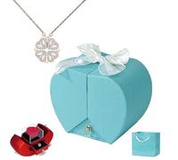 Daughter's Lucky Clover Necklace Keepsake Gift Set, Foldable 4 Leaf Clover Pendant, S925 Sterling Silver with Eternal Flowers Heart Shape Box for Teens Women Birthday (Blue Box 2,Silver)
