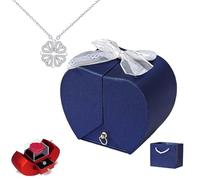 Daughter's Lucky Clover Necklace Keepsake Gift Set, Foldable 4 Leaf Clover Pendant, S925 Sterling Silver with Eternal Flowers Heart Shape Box for Teens Women Birthday (Blue Box 1,Rose Glod)