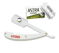 Daune Rasoio da Barba Professionale con Lama Intera a Mano Libera, Set con 5 Lame Astra Platinum, per Barbiere