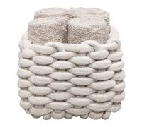 DAUNEX CESTINO INTRECCIATO CON 4 LAVETTE 30 X 30 CM IN SPUGNA 100% COTONE