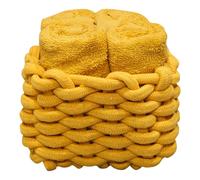 DAUNEX CESTINO INTRECCIATO CON 4 LAVETTE 30 X 30 CM IN SPUGNA 100% COTONE