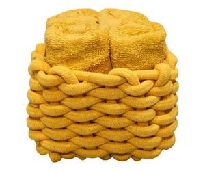 DAUNEX CESTINO INTRECCIATO CON 4 LAVETTE 30 X 30 CM IN SPUGNA 100% COTONE