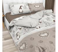 Daunex - Copripiumino Infinity Matrimoniale Art. Fiaba | 100% Cotone Naturale | Stampa Digitale | Made in Italy Colore: Tortora