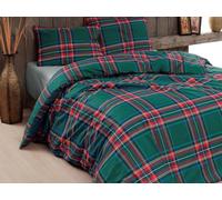 Daunex PARURE Copripiumino con FEDERE Tartan Verde LINTEA 3pezzi, (255x200)