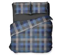 Daunex Parure Copripiumino Glasgow in Puro Cotone con Stampa Doubleface (Piazza e Mezza, Blu)