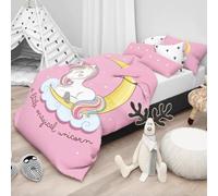 Daunex Parure Copripiumino, Sacco e Federa 100% Cotone, cm 100x135 UNICORNO