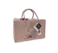 Daunex Plaid in Morbido Coral con Applicazione + Borsa Porta Plaid in Feltro - Beige, Dimensione 1