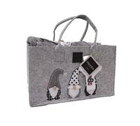 Daunex Plaid in Morbido Coral con Applicazione + Borsa Porta Plaid in Feltro - Grigio, Dimensione 1